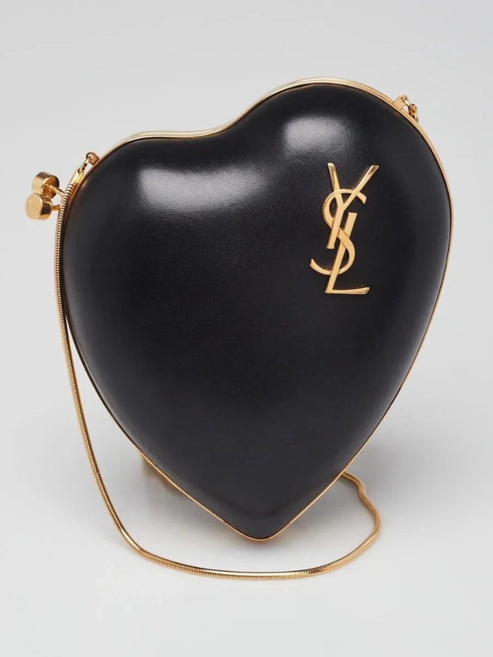 Yves Saint Laurent Black Leather Heart Monogram Love Box Bag